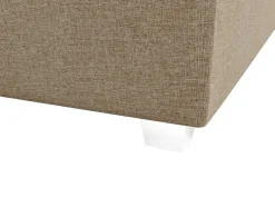 Conjunto Completo Boxspring Com Cabeceira + Sommier + Colchão + Sobrecolchão 180 X 200 Cm Tecido Bege - Onan De Ysmee