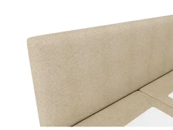 Conjunto Completo Boxspring Com Cabeceira + Sommier + Colchão + Sobrecolchão 180 X 200 Cm Tecido Bege - Onan De Ysmee