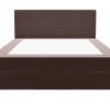 Conjunto Completo Boxspring Com Cabeceira + Sommier + Colchão + Sobrecolchão 160 X 200 Cm Veludo Canelado Castanho - Nara De Ysmee
