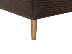 Conjunto Completo Boxspring Com Cabeceira + Sommier + Colchão + Sobrecolchão 160 X 200 Cm Veludo Canelado Castanho - Nara De Ysmee