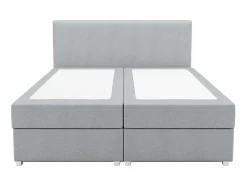 Conjunto Completo Boxspring Com Cabeceira + Sommier + Colchão + Sobrecolchão 160 X 200 Cm Tecido Cinza-Claro - Onan De Ysmee