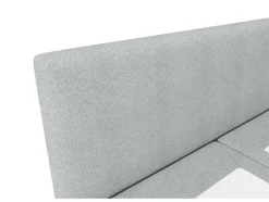 Conjunto Completo Boxspring Com Cabeceira + Sommier + Colchão + Sobrecolchão 160 X 200 Cm Tecido Cinza-Claro - Onan De Ysmee
