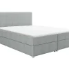 Conjunto Completo Boxspring Com Cabeceira + Sommier + Colchão + Sobrecolchão 180 X 200 Cm Tecido Cinza-Claro - Onan De Ysmee