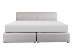 Conjunto Completo Boxspring Cabeceira De Cama + Sommier Com Leds + Colchão 180X200 Cm Tecido Cinza - Otaru De Ysmee