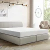 Conjunto Completo Boxspring Cabeceira De Cama + Sommier Com Leds + Colchão 160X200 Cm Tecido Cinza - Otaru De Ysmee
