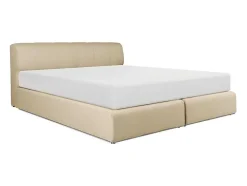Conjunto Completo Boxspring Cabeceira De Cama + Sommier Com Leds + Colchão 160X200 Cm Tecido Bege - Otaru De Ysmee