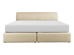 Conjunto Completo Boxspring Cabeceira De Cama + Sommier Com Leds + Colchão 160X200 Cm Tecido Bege - Otaru De Ysmee