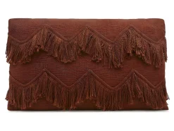 Conjunto De 2 Almofadas 100% Algodao Com Franjas De 30 X 50 Cm Cor Terracota - Bonel