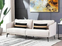 Conjunto De 2 Almofadas Em Algodao E Em Juta 30 X 60 Cm Cor Natural E Preta - Natura