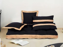 Conjunto De 2 Almofadas Em Algodao E Em Juta 30 X 60 Cm Cor Natural E Preta - Natura