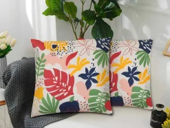 Conjunto De 2 Almofadas Floridas Em Algodao 45 X 45 Cm Multicolor - Bariola