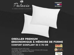 Conjunto De 2 Almofadas Memória De Forma Memofill 50 X 70 Cm Percal De Algodao 91 Fios/Cm 750 G Branco - Auxence