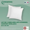Conjunto De 2 Almofadas Tratamento Antiacaros Natural Greencare 60 X 60 Cm 550 G Branco Algodao - Azylia