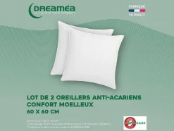 Conjunto De 2 Almofadas Tratamento Antiacaros Natural Greencare 60 X 60 Cm 550 G Branco Algodao - Azylia