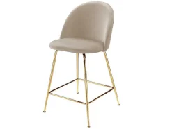 Conjunto De 2 Bancos Altos Em Veludo E Metal Dourado Cor Bege - Melbourne