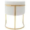 Conjunto De 6 Cadeiras Com Apoios De Bracos Tecido Boucle E Aco Inoxidavel Branco E Dourado - Peria De Pascal Morabito
