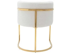 Conjunto De 6 Cadeiras Com Apoios De Bracos Tecido Boucle E Aco Inoxidavel Branco E Dourado - Peria De Pascal Morabito
