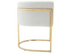 Conjunto De 6 Cadeiras Com Apoios De Bracos Tecido Boucle E Aco Inoxidavel Branco E Dourado - Peria De Pascal Morabito