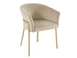 Conjunto De 6 Cadeiras Com Apoios De Braco Em Veludo E Metal Dourado, Cor Bege - Zaova De Pascal Morabito