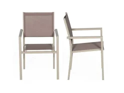 Conjunto De 4 Cadeiras De Aluminio Em Tons - Têxtilene Taupe