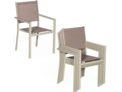 Conjunto De 8 Cadeiras De Aluminio Em Tons - Têxtilene Taupe