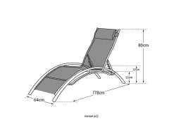 Conjunto De 2 Cadeiras De Conves Galapagos Em Têxtileno Preto - Aluminio Cinzento