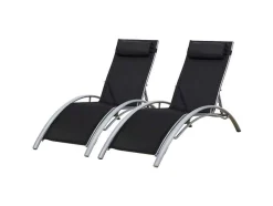 Conjunto De 2 Cadeiras De Conves Galapagos Em Têxtileno Preto - Aluminio Cinzento