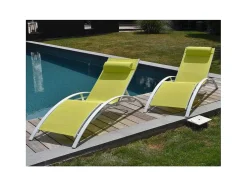 Conjunto De 2 Cadeiras De Conves Galapagos Verde Têxtilene - Aluminio Branco