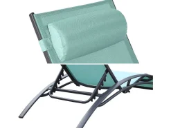Conjunto De 2 Cadeiras De Conves Galapagos Em Têxtileno Verde Agua - Aluminio Cinzento Antracite