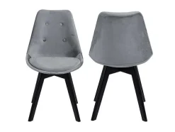 Conjunto De 2 Cadeiras De Veludo Nora Cinzentas Com Almofada