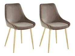 Conjunto De 2 Cadeiras Em Veludo E Metal Dourado Cor Taupe - Masurie