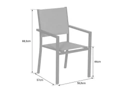Conjunto De 4 Cadeiras Estofadas Em Aluminio Branco - Têxtileno Cinzento