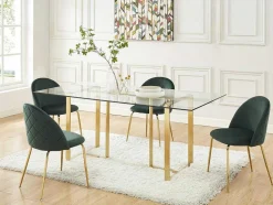 Conjunto De 6 Cadeiras Melbourne - Veludo E Metal Dourado - Verde