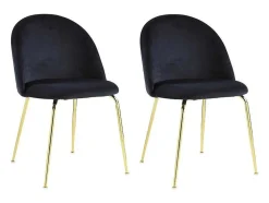 Conjunto De 2 Cadeiras Melbourne - Veludo E Metal Dourado - Preto
