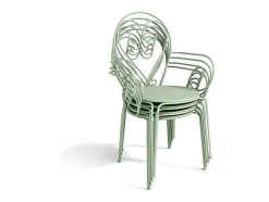 Conjunto De 4 Cadeiroes De Jardim Empilhaveis Em Metal Estilo Ferro Forjado Cor Verde Amendoa - Guermantes