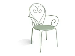 Conjunto De 4 Cadeiroes De Jardim Empilhaveis Em Metal Estilo Ferro Forjado Cor Verde Amendoa - Guermantes