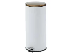 Conjunto De 2 Caixotes Do Lixo Com Pedal Em Inox De 30 L E 3 L Cor Branco E Dourado - Pira