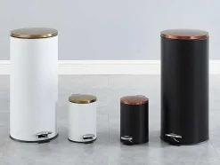 Conjunto De 2 Caixotes Do Lixo Com Pedal Em Inox De 30 L E 3 L Cor Branco E Dourado - Pira