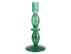 Conjunto De 2 Castiçais D. 9 X A. 21 Cm E D. 9 E A. 18,5 Cm Vidro Verde - Kandie