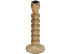 Conjunto De 2 Castiçais Em Madeira De Mangueira A.23 Cm Natural - Fainin
