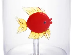 Conjunto De 4 Copos Animais, Vidro Soprado Transparente E Vermelho D7,5 X A9,5 Cm - Apuna
