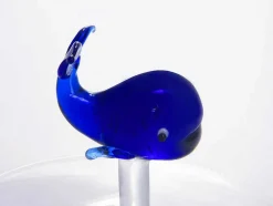 Conjunto De 4 Copos Com Animais, Baleias E Cavalos-Marinhos, Transparente E Azul D.7,5 X A.9,5 Cm - Parasa