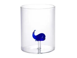 Conjunto De 4 Copos Com Animais, Baleias E Cavalos-Marinhos, Transparente E Azul D.7,5 X A.9,5 Cm - Parasa
