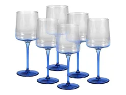 Conjunto De 6 Copos De Vinho Azuis Com Base De 27 Cl - D. 9.5 X A. 13 Cm - Coraly