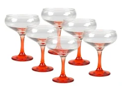 Conjunto De 6 Copos Para Coquetel Com Base Em Laranja De 32 Cl - D. 6,5 X A. 20 Cm - Coraly