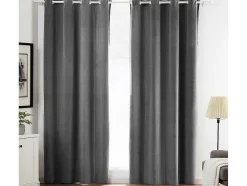 Conjunto De 2 Cortinas Em Veludo 140 X 260 Cm Cinza - Ahtari