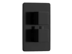 Conjunto De Duche Encastravel Com Torneira Misturadora Termostatica E Suporte De Parede Regulavel Preto Mate - Terek