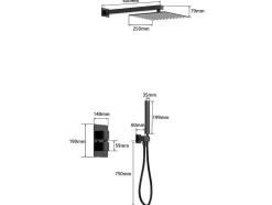 Conjunto De Duche Encastravel Com Torneira Misturadora Termostatica Cor Niquel Escovado - Terek