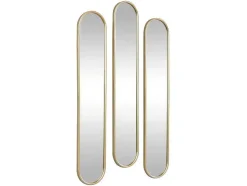 Conjunto De 3 Espelhos Ovais Em Metal De L.23 X A.120 Cm Cor Dourado - Jaylen