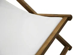 Conjunto De 2 Espreguiçadeiras Chilenas Dobraveis Em Acacia Cor Branco E Natural - Prato